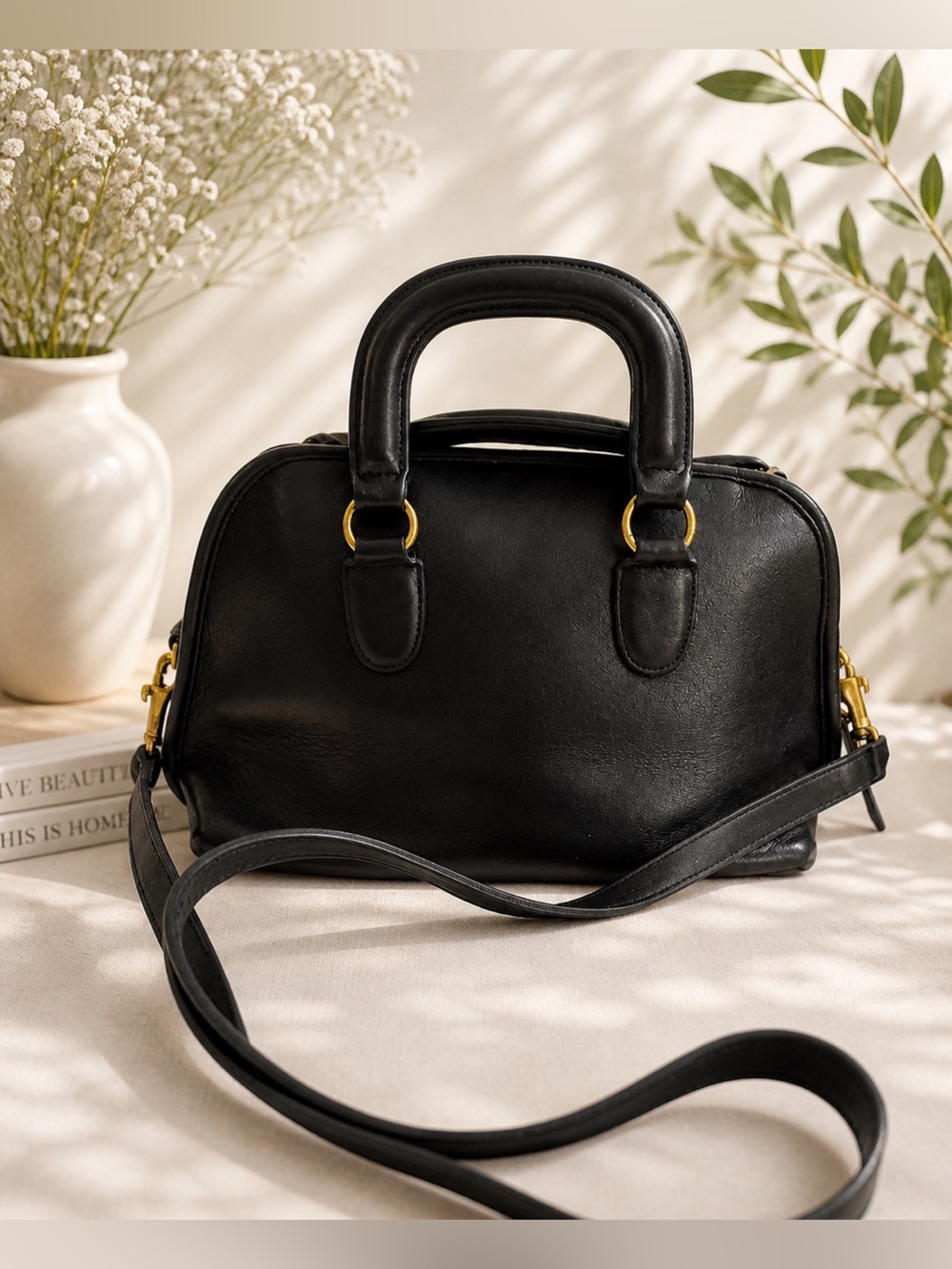 Vintage Coach Black Leather Satchel 0864-981 – Made in USA Turnlock Crossbody